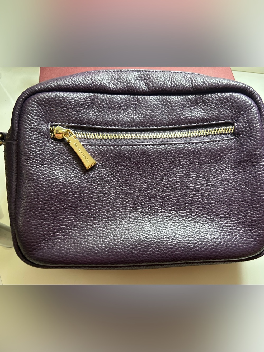 Pom Pom London City leather crossbody bag purple nightshade *flaw* - Picture 2 of 12